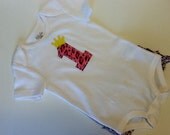 First Birthday Onesie Pink Cheetah Print with crown ruffle bum onesie
