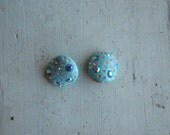 50s / 1950s Weiss Blue Rhinestone Encrusted Earrings