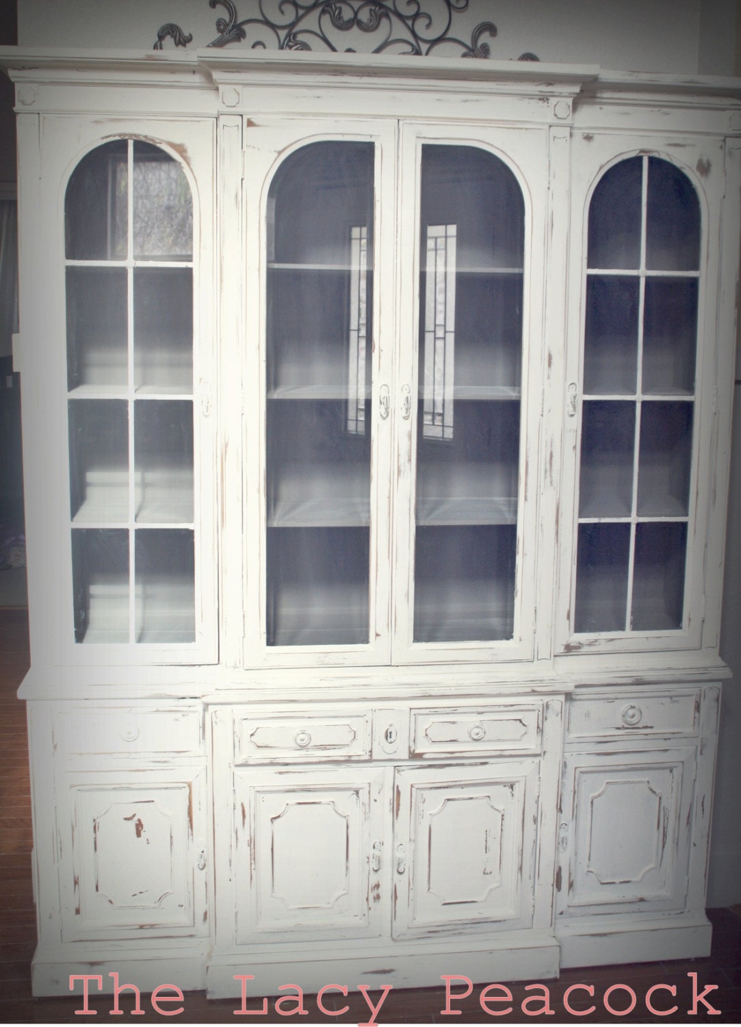 Custom Order Only Gorgeous White and Restoration Hardware Gray Buffet / Hutch / Dish Cabinet