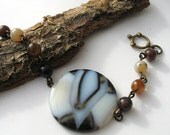 Brown Bracelet Agate Feature Stone Bracelet Gift Boxed