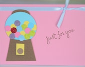 Girls Birthday Card, Gumball Machine Birthday Card, Colorful Gum Handmade Card, Just for You, Handcut Card, Pink Yellow Blue Purple