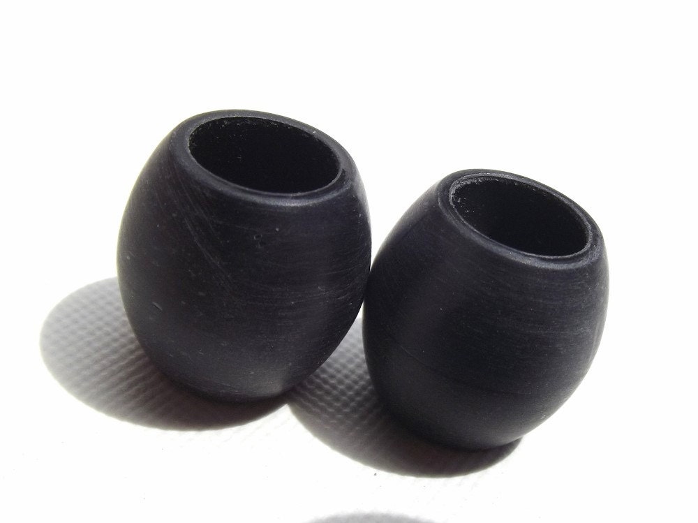 Dread Bead Set - Two Acrylic Matte Black Dread Beads - 8mm Hole Dreadlock Accessories