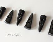 Set of 6 large faux horn buttons---black and gray colored