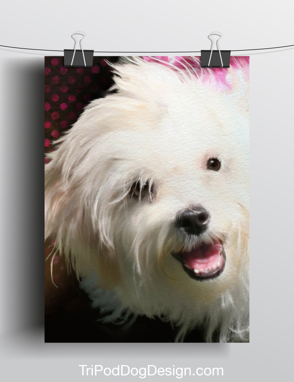 Maltese - 5x7 Giclee print on canvas