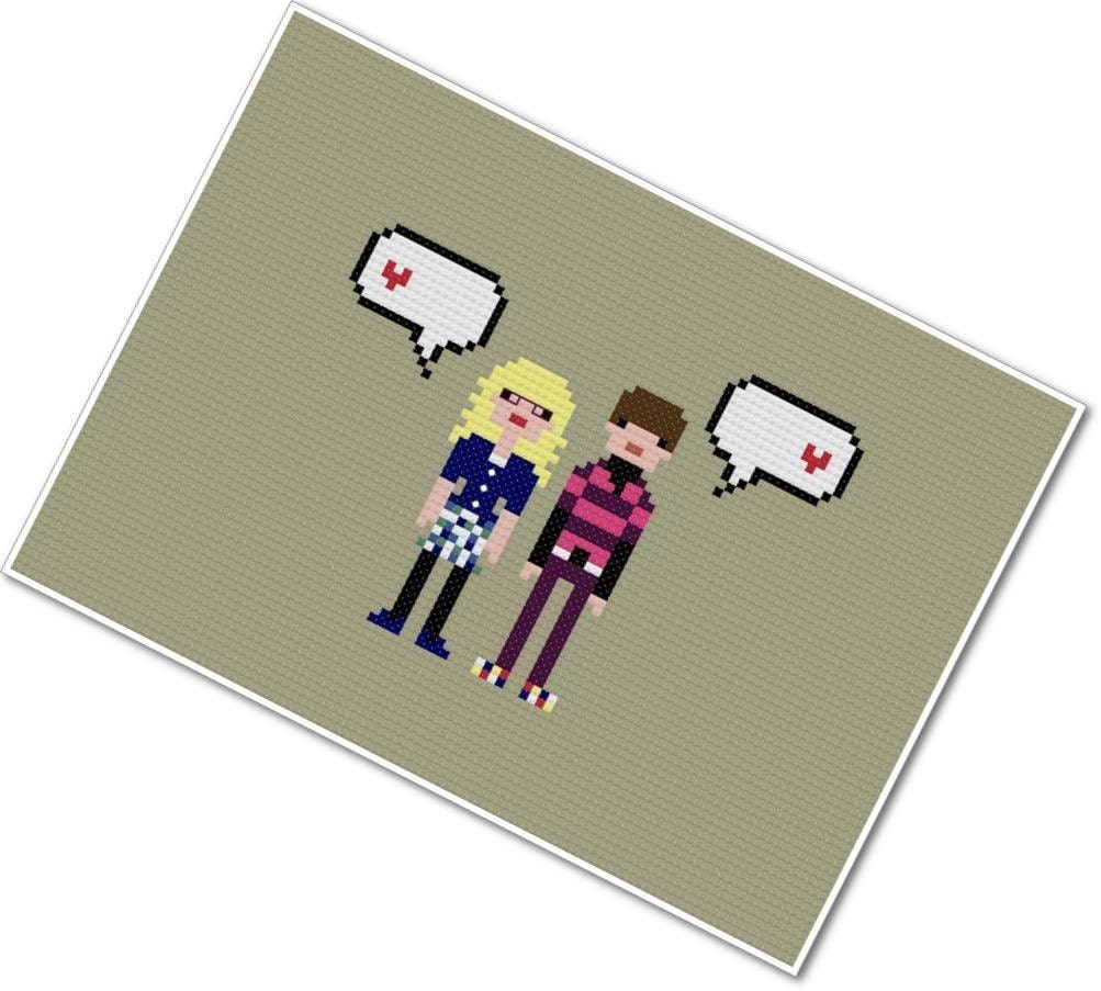 Pixel People in Love - Bernadette & Howard - PDF Cross-stitch Pattern - INSTANT DOWNLOAD