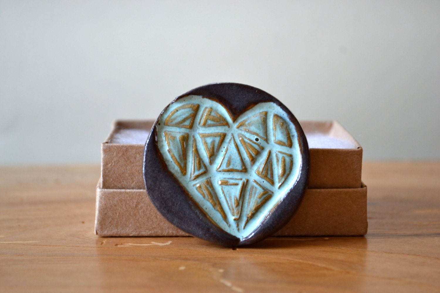geometric heart ceramic pin