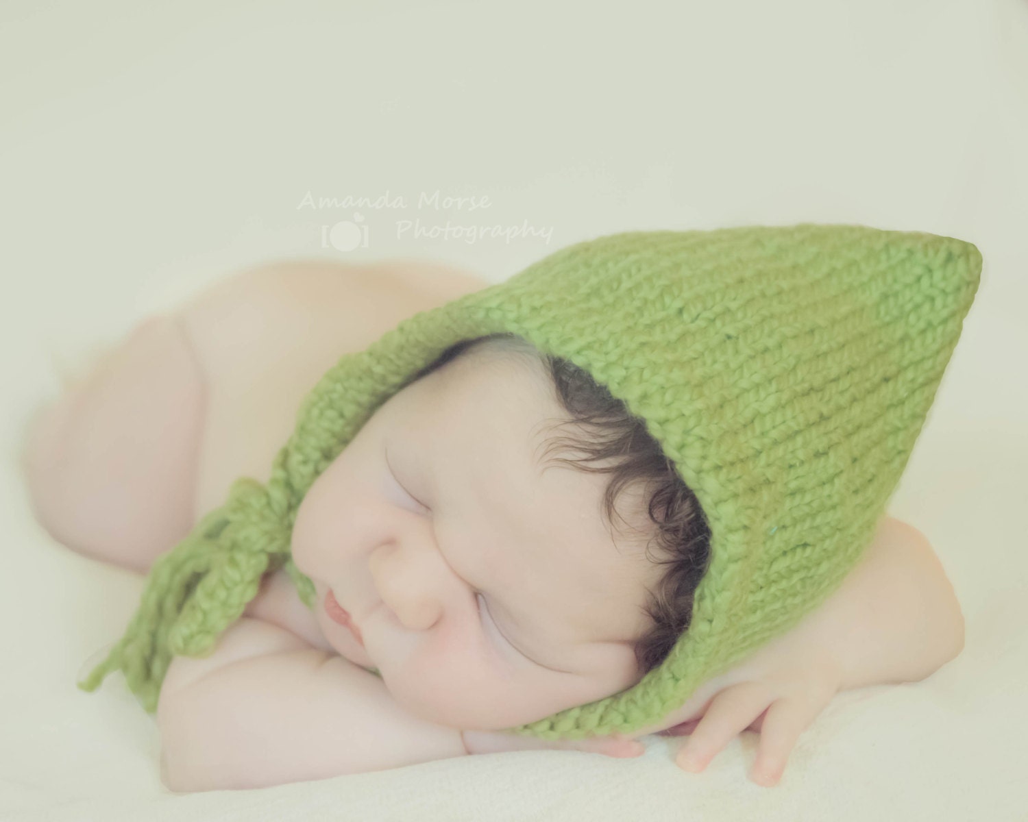 Organic Cotton Knit Hood - READY TO SHIP - newborn - spring - summer - great photo prop