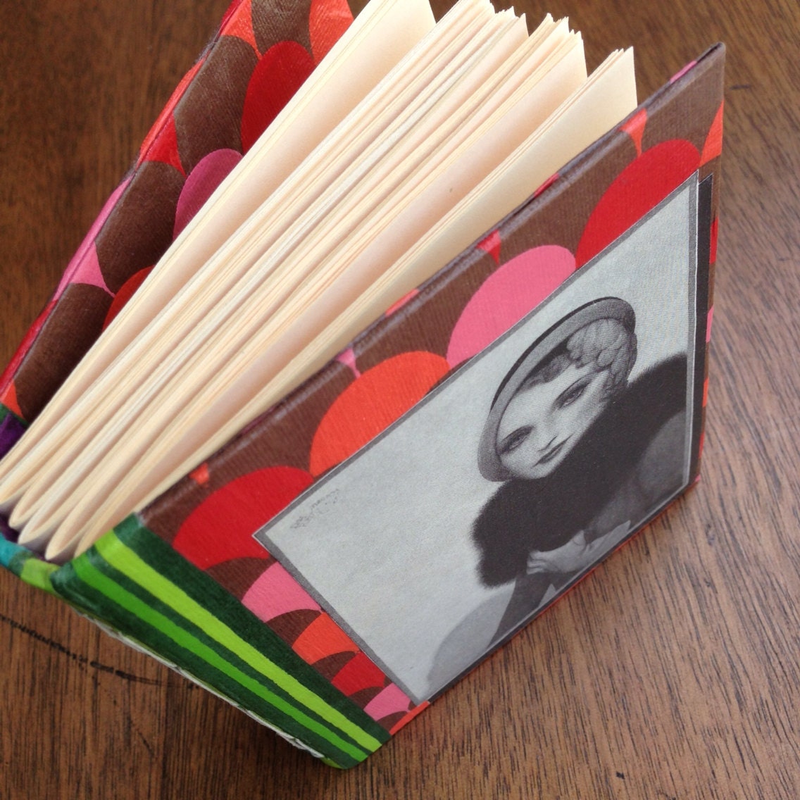 Small Handbound Book - Bold Pattern with Pretty Lady