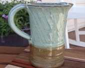 Diagonal Stripe Texture Pitcher in Green and Bronze Brown READY TO SHIP