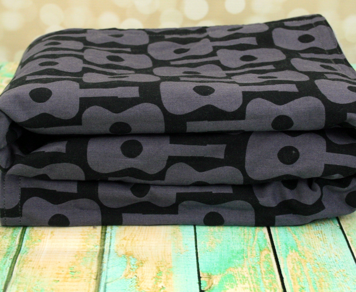 Minky Baby Blanket - Groovy Guitars in Black -  Personalization Available - Made to Order