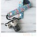 ruched camera strap cover - blue neon floral