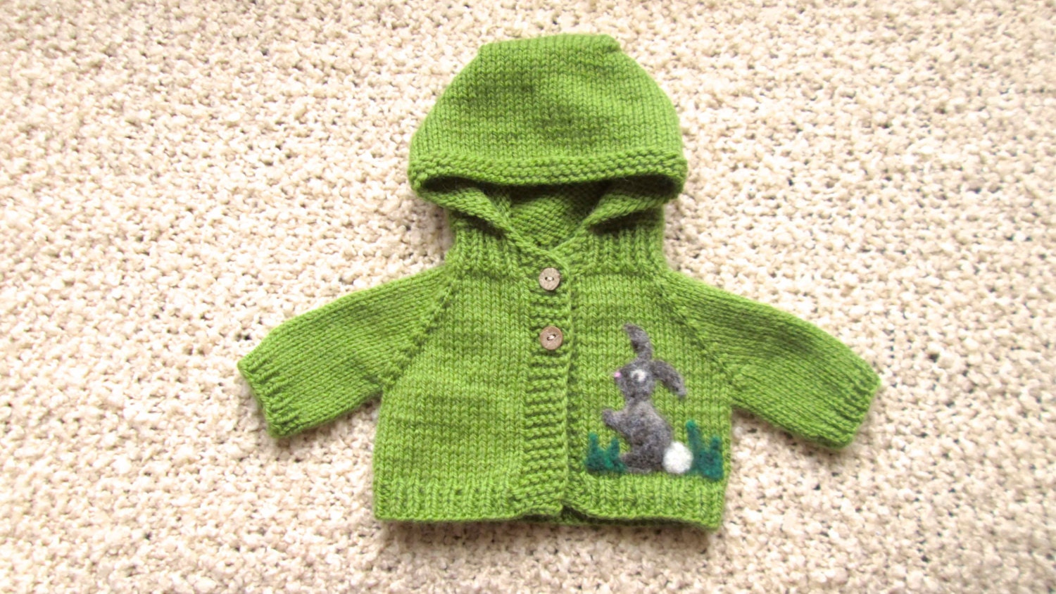 Waldorf  Doll 15 inch Bunny Rabbit Sweater, Pea Green