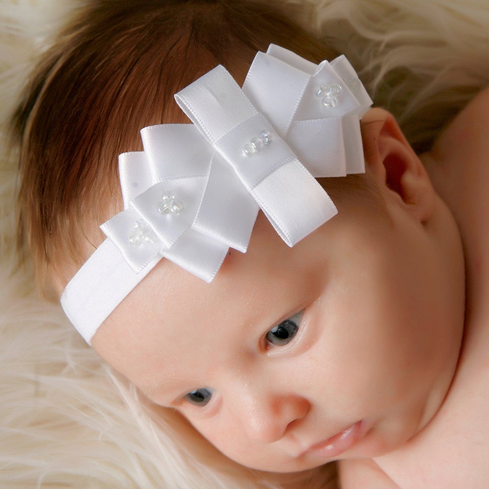 Satin Tiara Headband in White