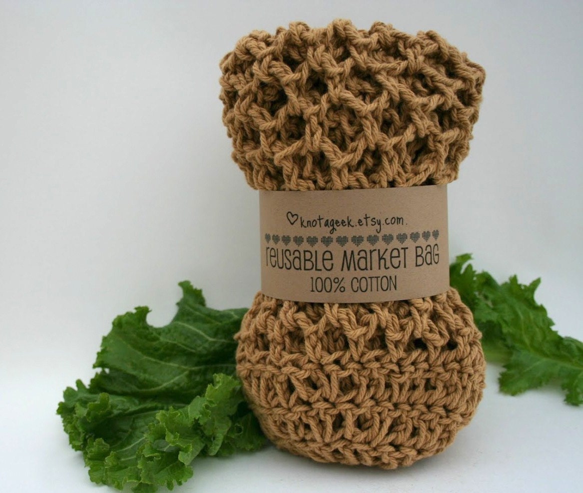 Farmers Market Bag - Reusable Cotton Grocery Tote - Umber