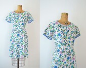 1950s Floral Dress / 50s Day Dress