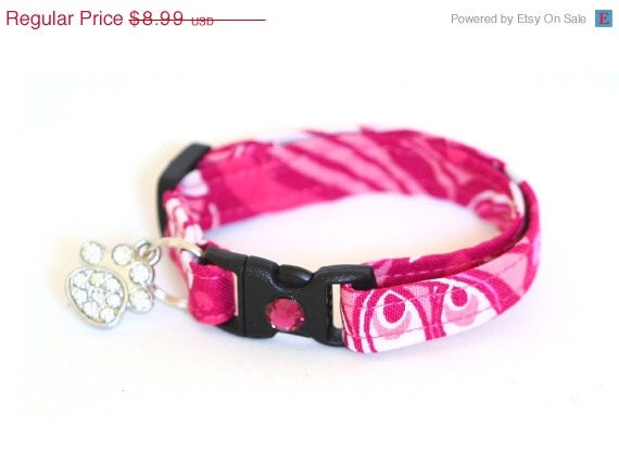 ON SALE Cat Collar - Pink Swirl - Kitten / Small Cat Size