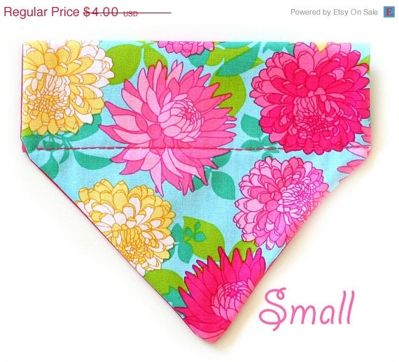 ON SALE Floral Dog Scarf - Small - Spring Flowers - Free Shipping