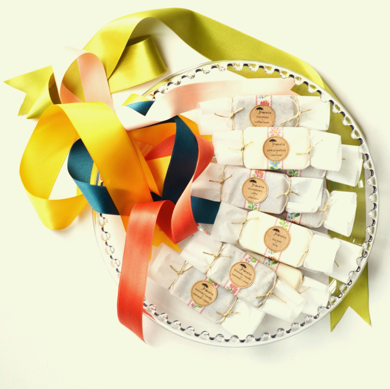 Floral Edition - 10 Wrapped Soap Favors - Handmade Cold Process Vegan Soap made with organic ingredients