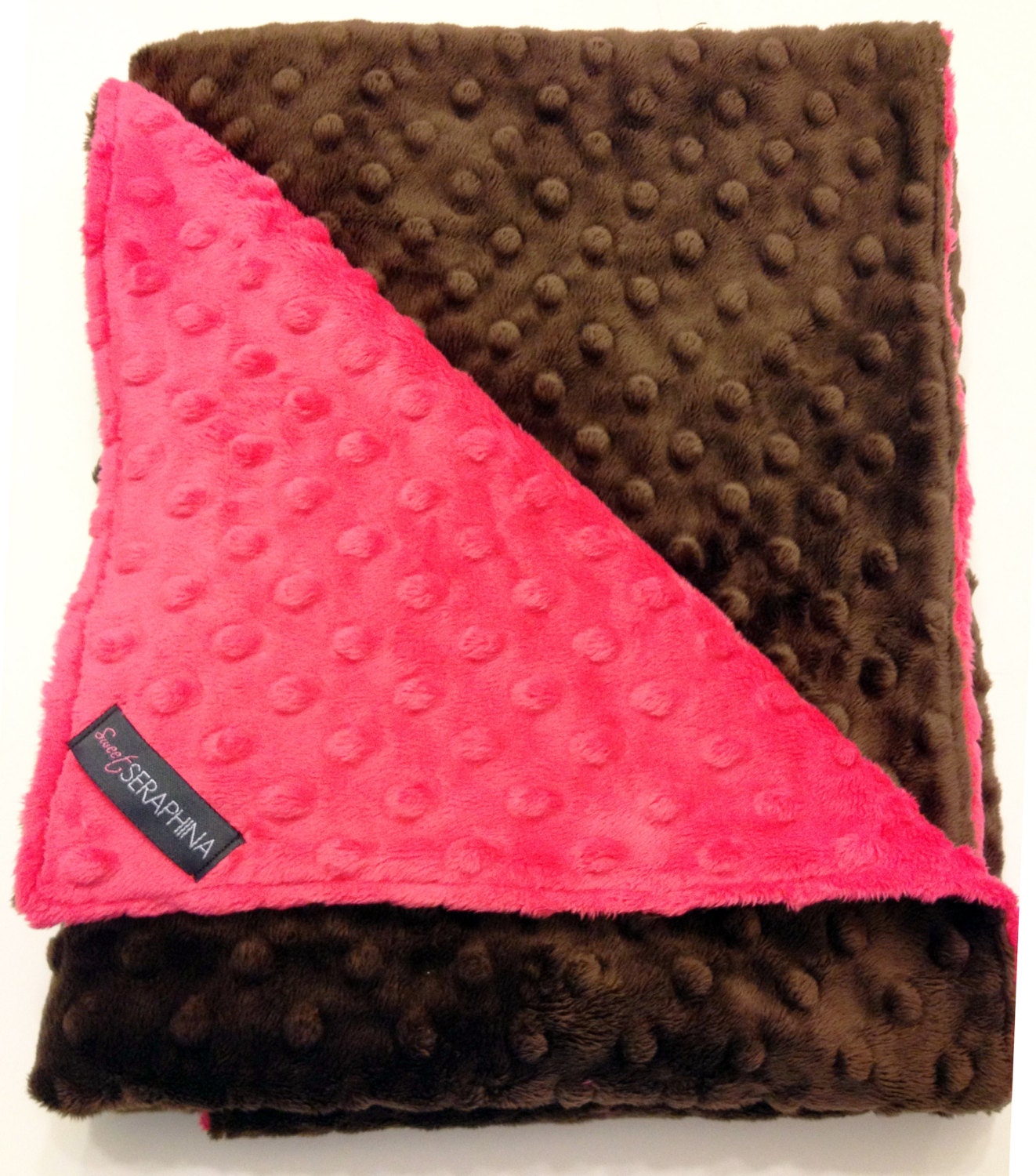 Minky Cuddle Blanket - Hot Pink and Chocolate - Etsykids Team - Hot Pink and Brown - Baby Blanket - Minky Blanket - Dimple Dot Minky