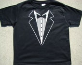 Wedding Tshirt -Child size Tux shirt-Ringbearer Rehearsal Shirt - super cute