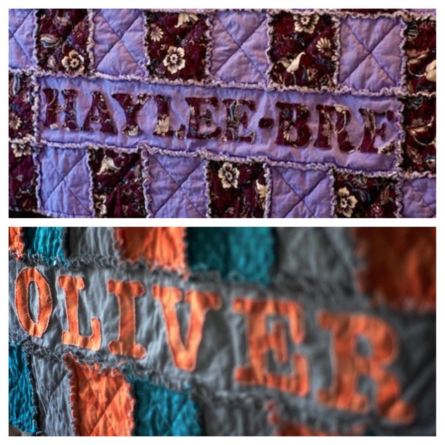 PERSONALIZED - Custom Name - Made to Order Handmade Baby Rag Quilt - Choose Your Own Colors - Crib Size 42x54"