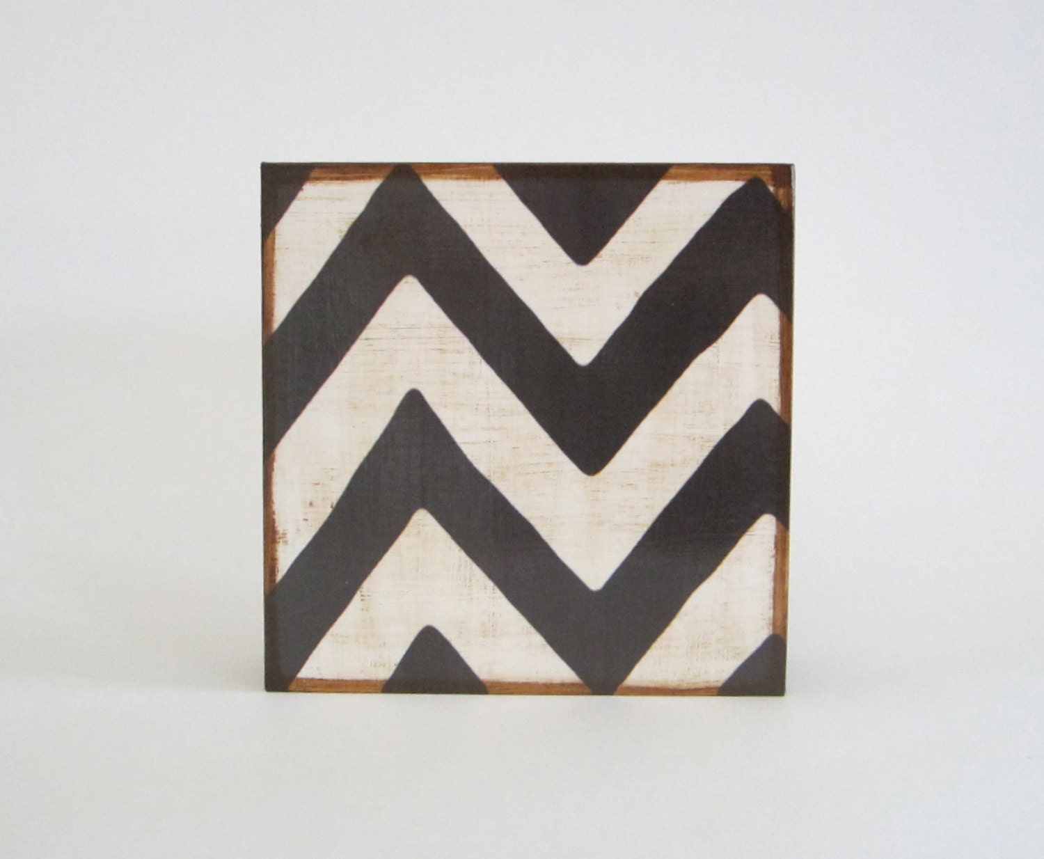 Wall Decor l Art Block l Zigzag Chevron Design 5x5 art block Wall hanging housewares Black White graphic modern redtilestudio