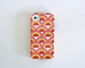 Pink IPhone 4/4s case iPhone 5 Retro Rainbow PINK Geometric iphone case VIBE yellow orange  redtilestudio
