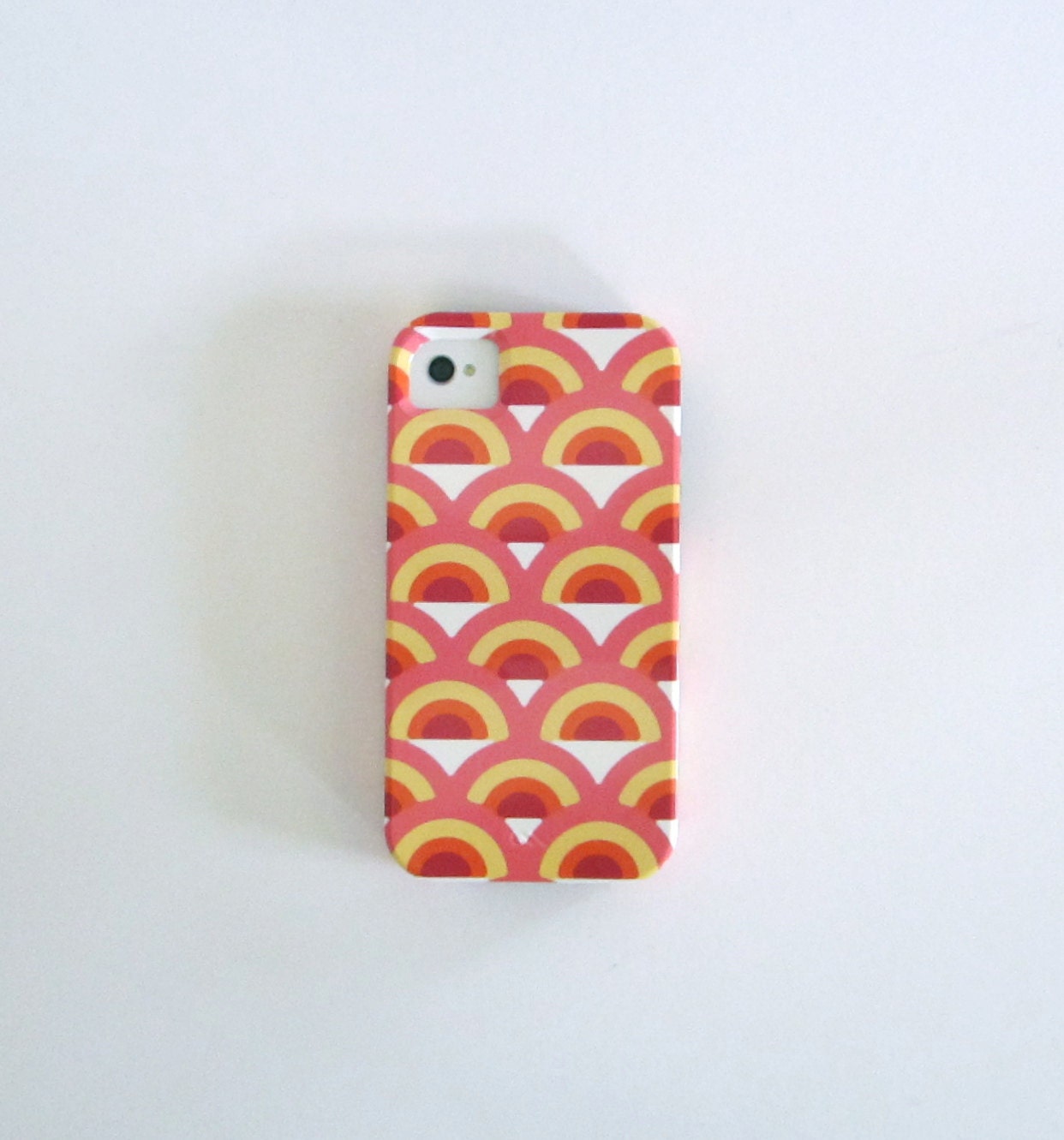 Pink IPhone 4/4s case iPhone 5 Retro Rainbow PINK Geometric iphone case VIBE yellow orange  redtilestudio