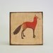 Rustic Wall Decor l Foxy Red Fox 5x5 art block on wood nature forest woodland animal brown cream black red tile studio