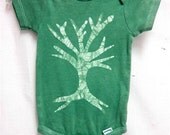 18 month tree batik green onesie