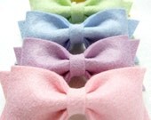 PICK 3 - Baby Large Felt Bow Hair Clip or Headband - Pastel Colored Felt Bows - Hair Clip or Headband
