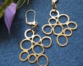 Modern Matte Gold Dangle Earrings- Abstract Bubble Design