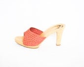 pink suede wedge sandal heels size 6