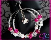 Hot for Me Pink Heart Hoop earrings