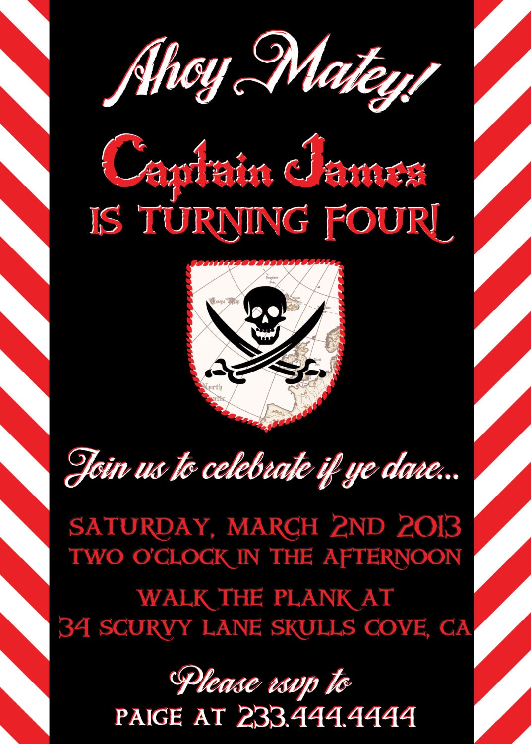 Pirate Birthday Invitation-Printable