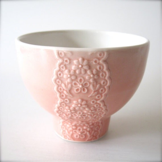 Adorável pêssego rosa de porcelana Lace Lace Série Bacia Hideminy-