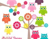 50% Off Sale Owl Rainbow Colored Clip Art for Digital Scrapbooking - Girly Rainbow (568) Il_170x135
