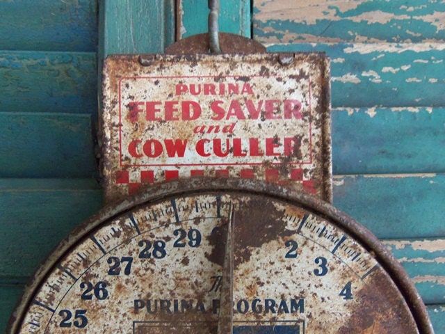 vintage purina hanging feed scale