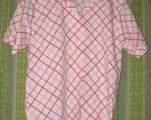Vintage 80's 1980's Eighties 70's Seventies Women Ladies Picnic Gift Her Rockabilly Retro Teen Indie Hipster Summer Pink Blouse 70% OFF SALE