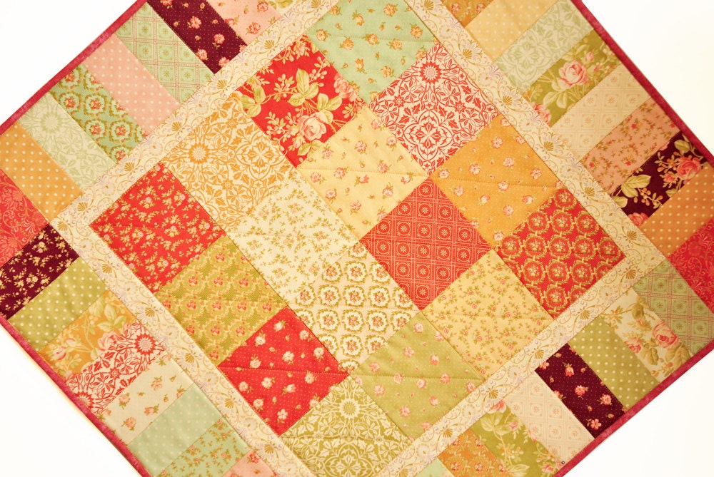Quilted Table topper Table runner Square Patchwork Fig Tree Fabrics