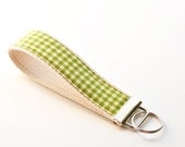 Key fob Key chain fabric wristlet - Green Check Country