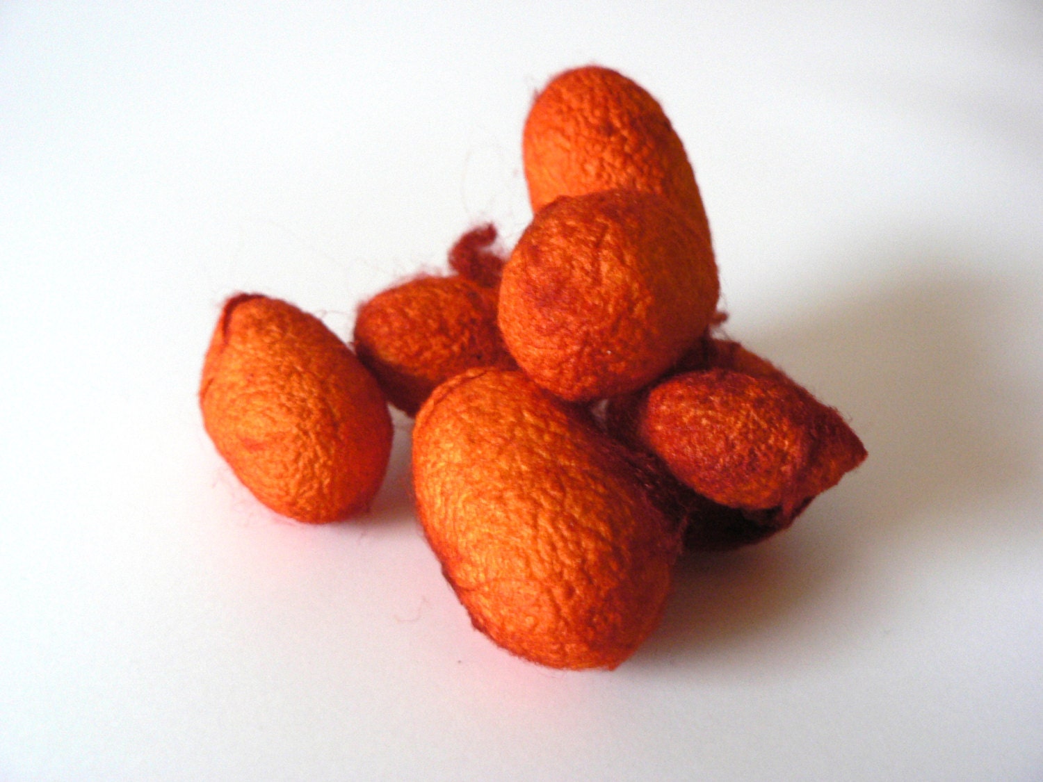 Hand Dyed Mulberry Silk Cocoons- Set of 6 Orange