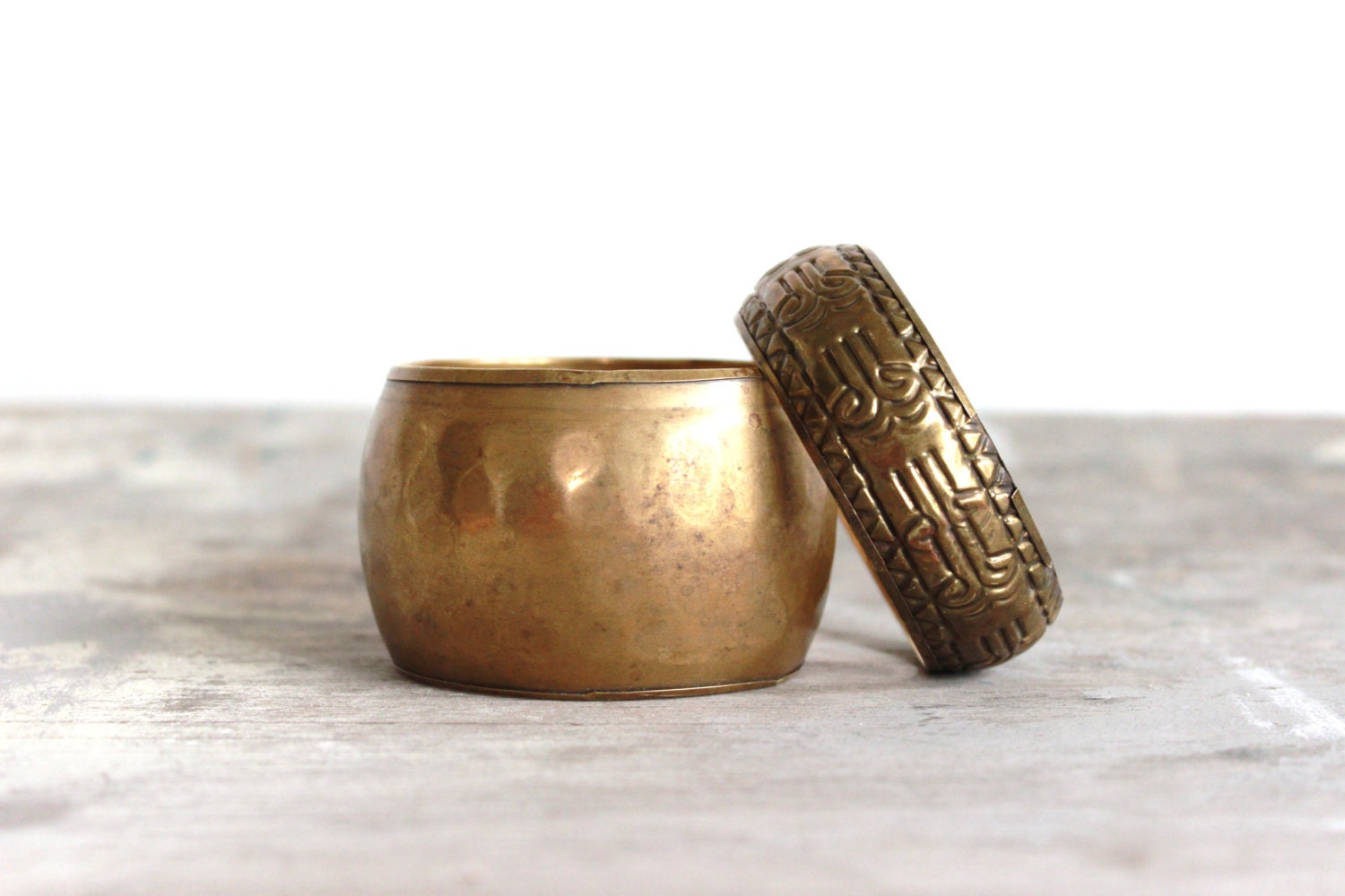 vintage brass bangles, set of 2