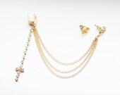 Ear Cuff Chains Gold Cross Gold Heart Gold Studs Ear Wrap Earcuff