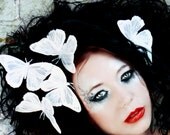 White Butterfly hair clip - bride bridal accessory