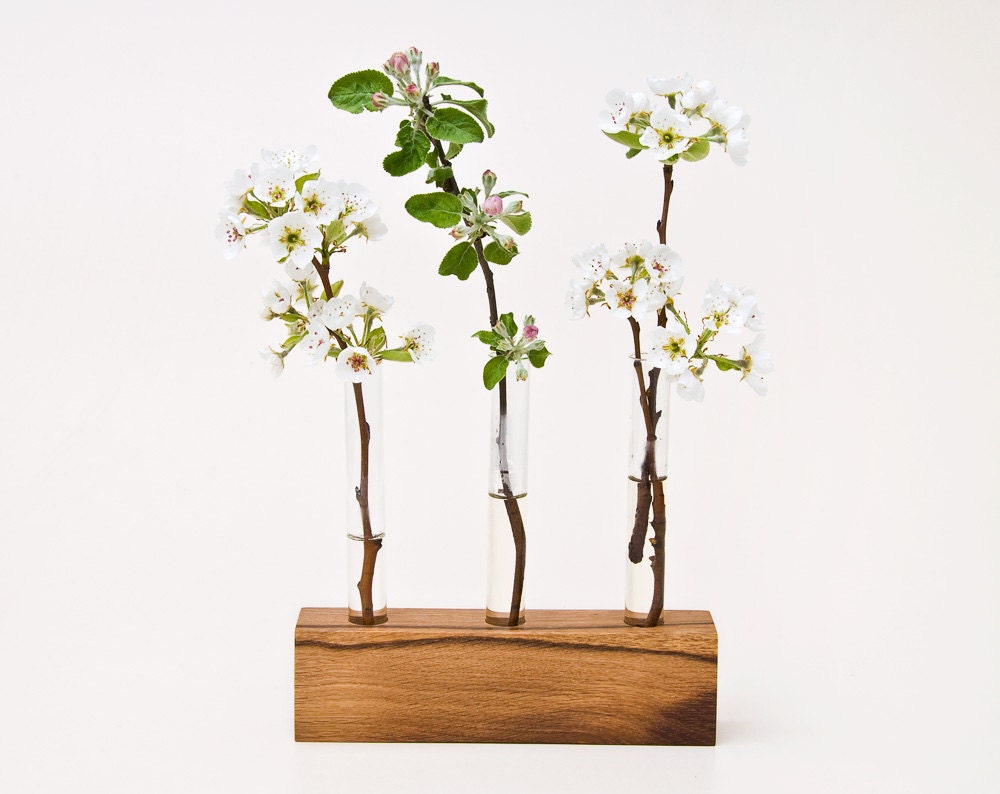 Wooden Bud Vase Flower Stand Flower Arrangement Wedding Centerpiece LITTLE VIOLET Limited Edition - lessandmore