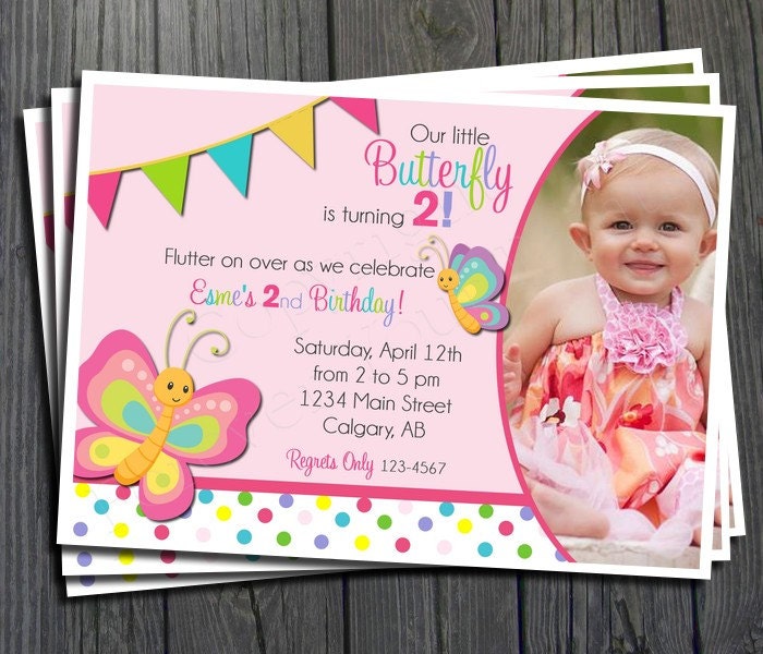 Butterfly Birthday Invitation - FREE Thank You Card included