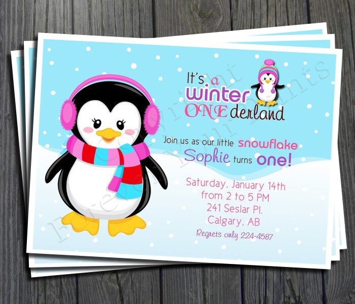 Winter ONEderland Birthday Invitation - FREE Thank You Card included Il_570xn