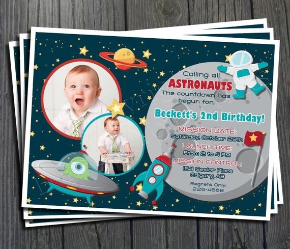 Space Birthday Invitation - FREE Thank You Card included Il_570xn