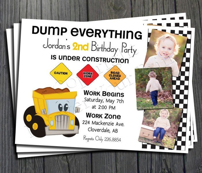 Construction Birthday Invitation - FREE Thank You Card included Il_570xn